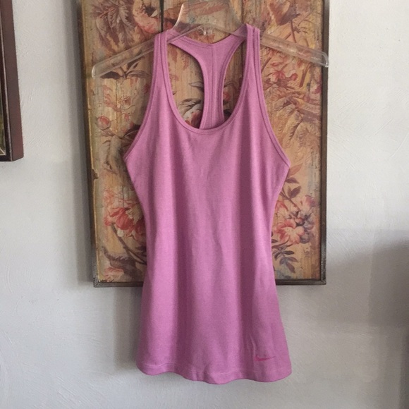 NIKE DRIFIT PINK STRETCH RIB BODYCON WORKOUT TANK TOP S - Picture 1 of 7